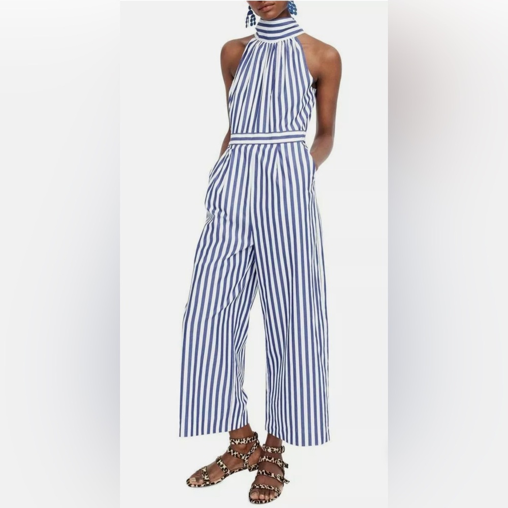 J. Crew striped halter jumpsuit NWOT 4P
